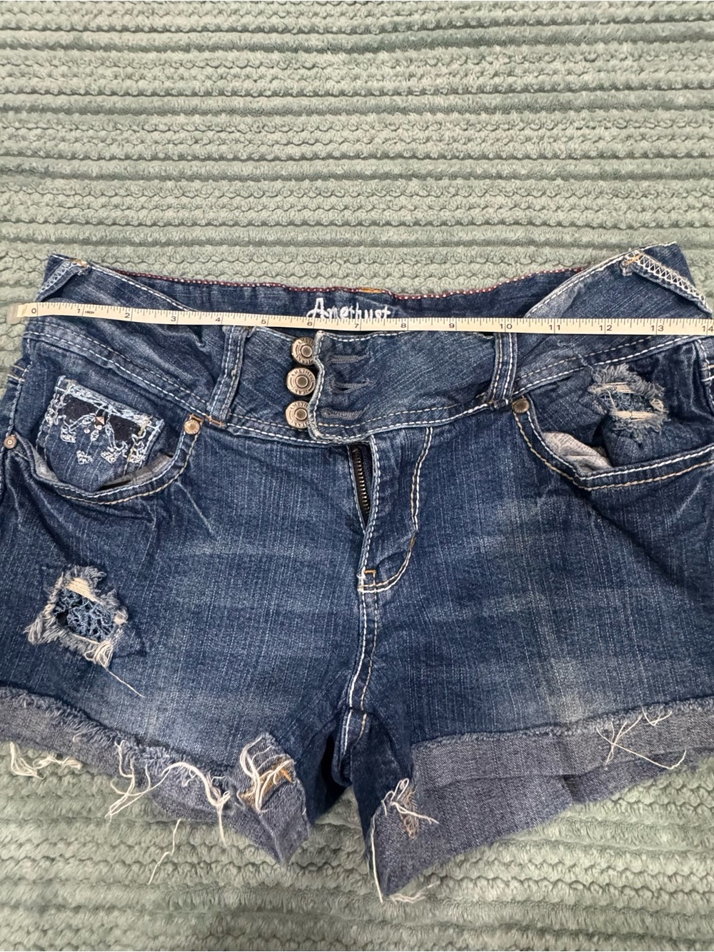 Amethyst Jeans Distressed Dark Blue Denim Cutoff Shorts